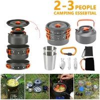 camping tableware kit outdoor aluminum cookware set kitchen cooking pot pan sets folding portable travel hiking picnic utensils
