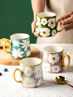 little daisy ceramic milk coffee mugs 480ml household breakfast oat cup crockery drinking utensil