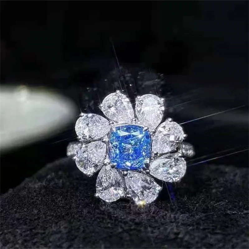 

Luxury Rhinestone Crystal Adjustable Wedding Open Rings for Flower Floral Women Statement Engagement Fashion Jewelry Wholesale