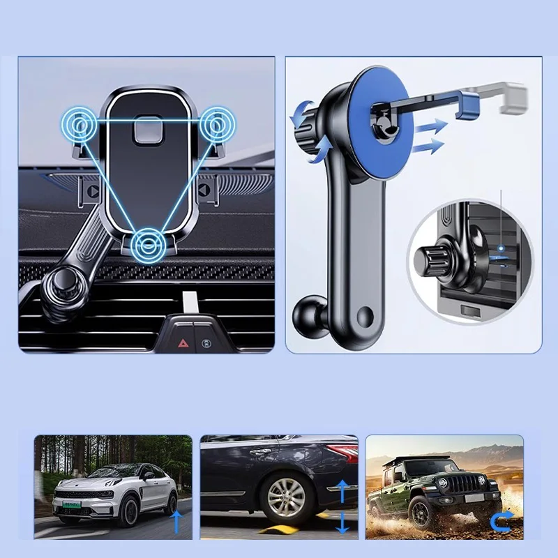 Автомобильный держатель для телефона [более широкий зажим и металлический