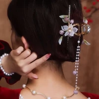 purple lily of the orchid tassel hanfu hairpin 2022 new chinese style large shark clip womens elegant temperament headdress