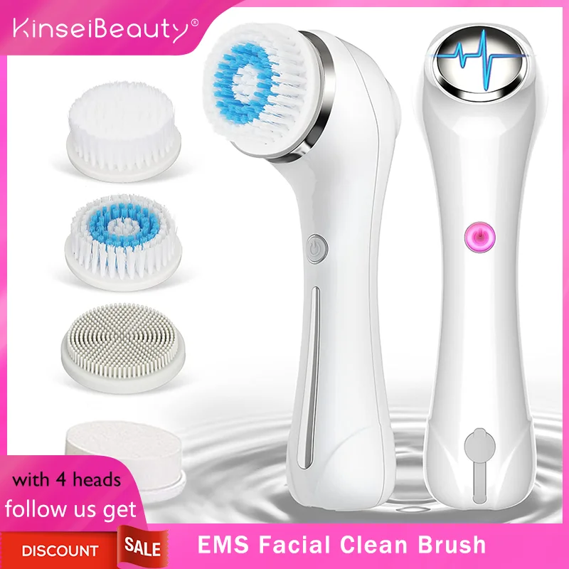 

Electric Face Cleanser Brush Waterproof With 3 Brush Heads Sonic Facial Cleansing Brush For Deep Clean