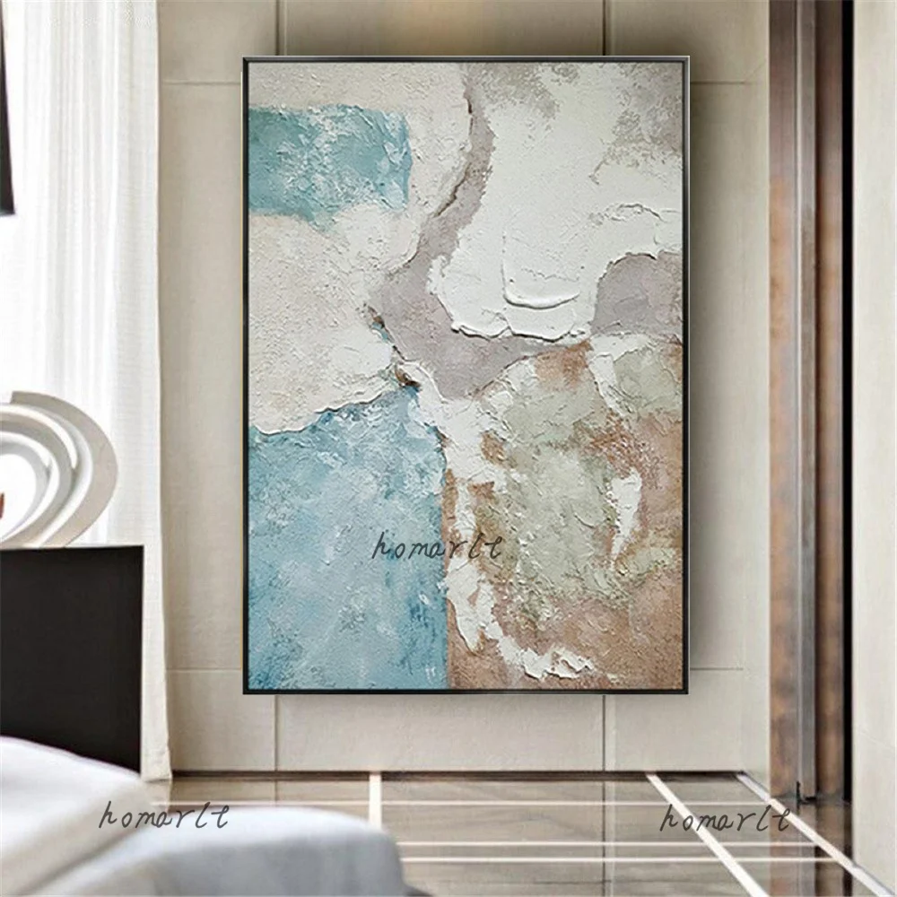 

Handmade Oil Painting On Canvas Modern Blue White Painting Palette Knife Modern Landscape Wall Art Pictures For Home Decor Wall