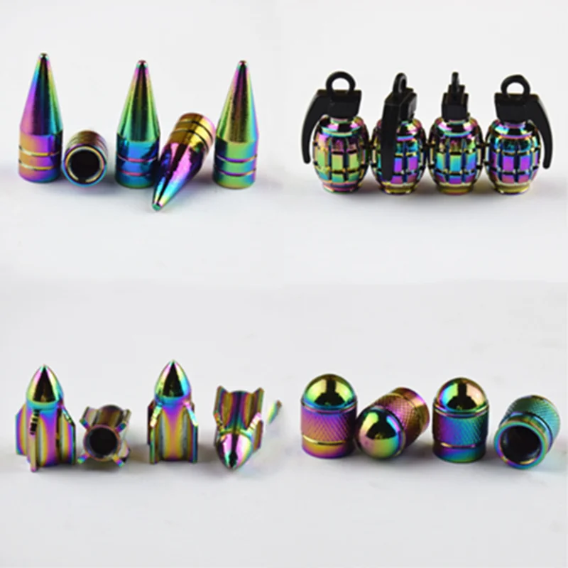 

2PCS Aluminum Car Bike Tire Valve Caps Neon Lights Color Bullet Design Car Truck Air Port Cover Tire Rim Valve Wheel Stem Cap