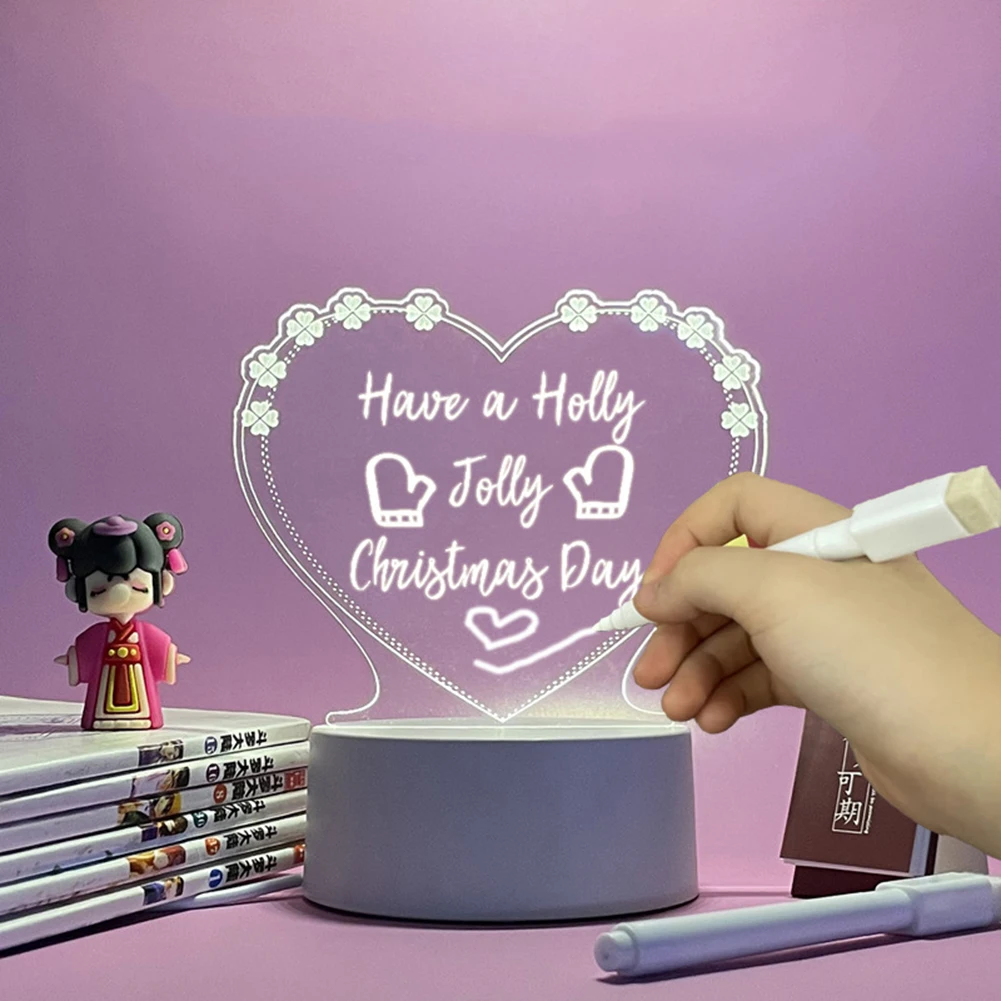 

LED Message Board Light Rewritable Acrylic DIY Writing Lamp Lightweight Multifunctional with Pen for Home Furnishing Decoration