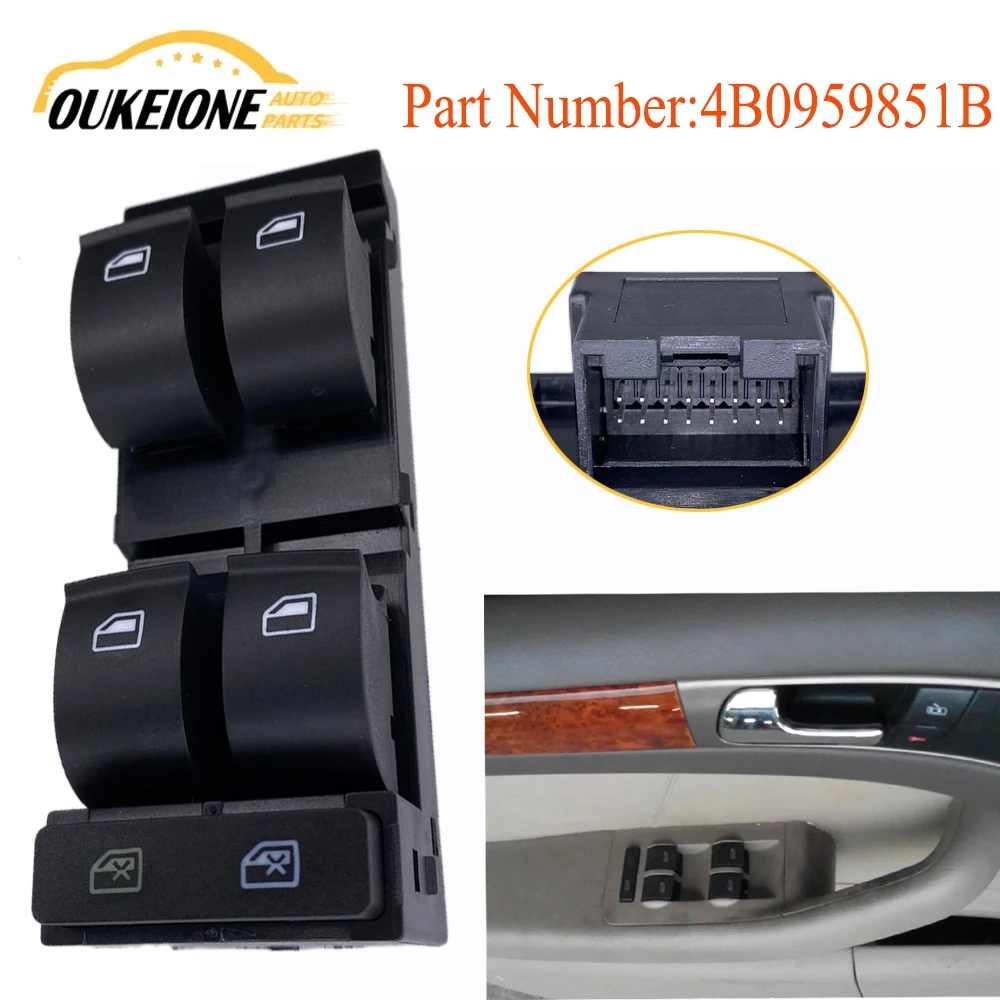

Car Accessories for Audi A6 S6 C5 RS6 1998-2004 Front Left Driver Master Electric Window Control Switch Button 4B0959851B