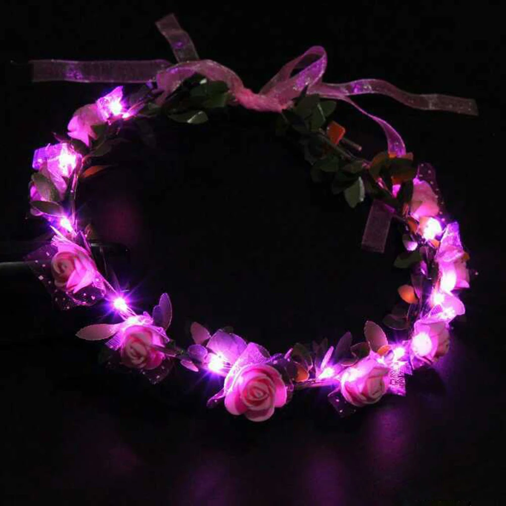 

1pcs LED Flower Crown Adjustable Flower Glow Color Nights Wreath Headband Garlands Birthday Party Wedding Baby Shower Decoration