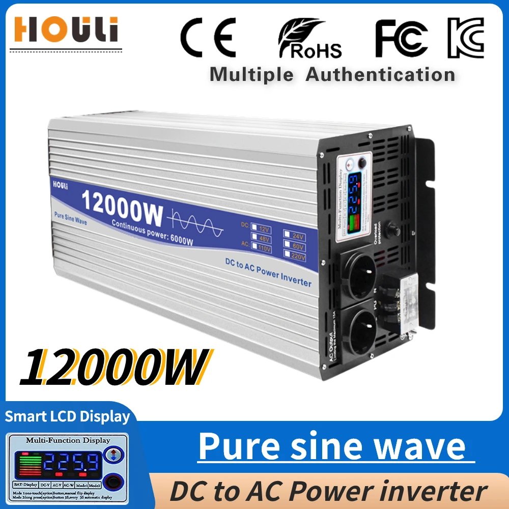 

Inverter 12v 220v Pure Sine Wave 6000W 8000W 12000W DC 12V 24V 48V To AC 220V 230V Power Supply Converter Solar Car Transformer