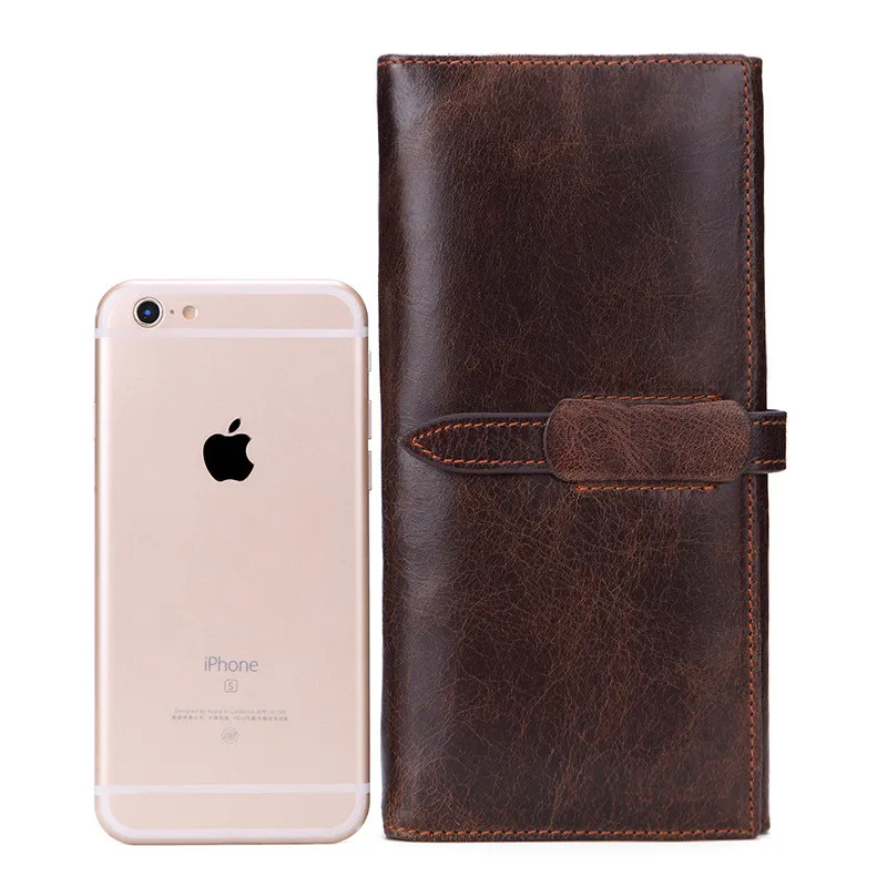 Fashion retro luxury natural genuine leather men's and women's universal multi-function long wallet Multiple card slots wallet