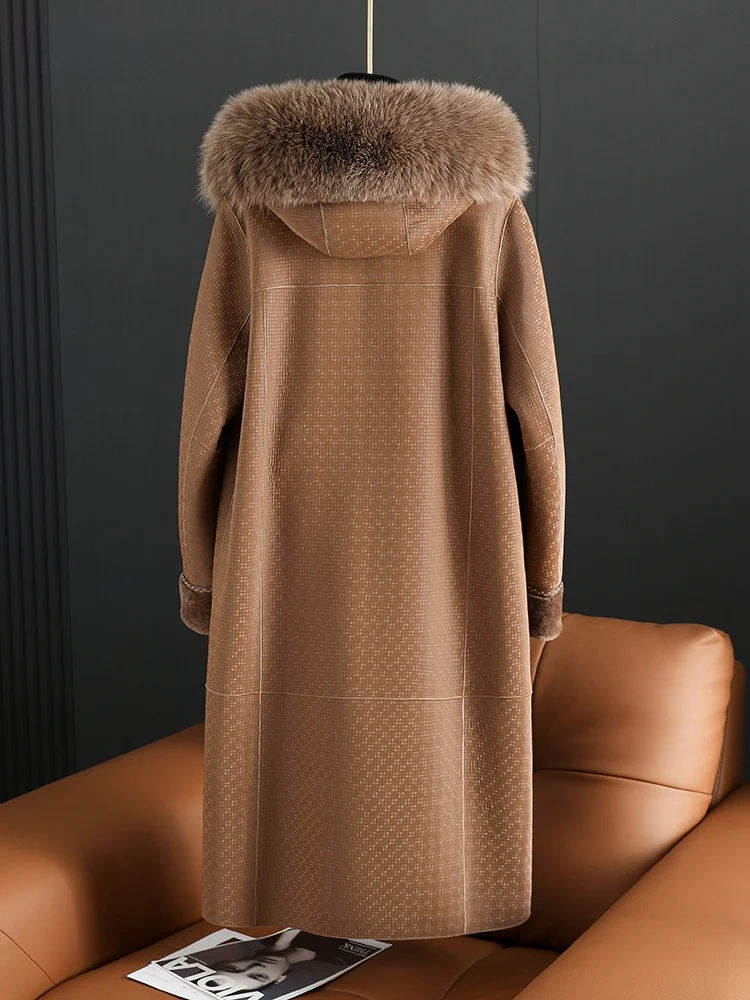 Qiti 2024 новая зимняя шуба с воротником из лисьего меха модное женское пальто