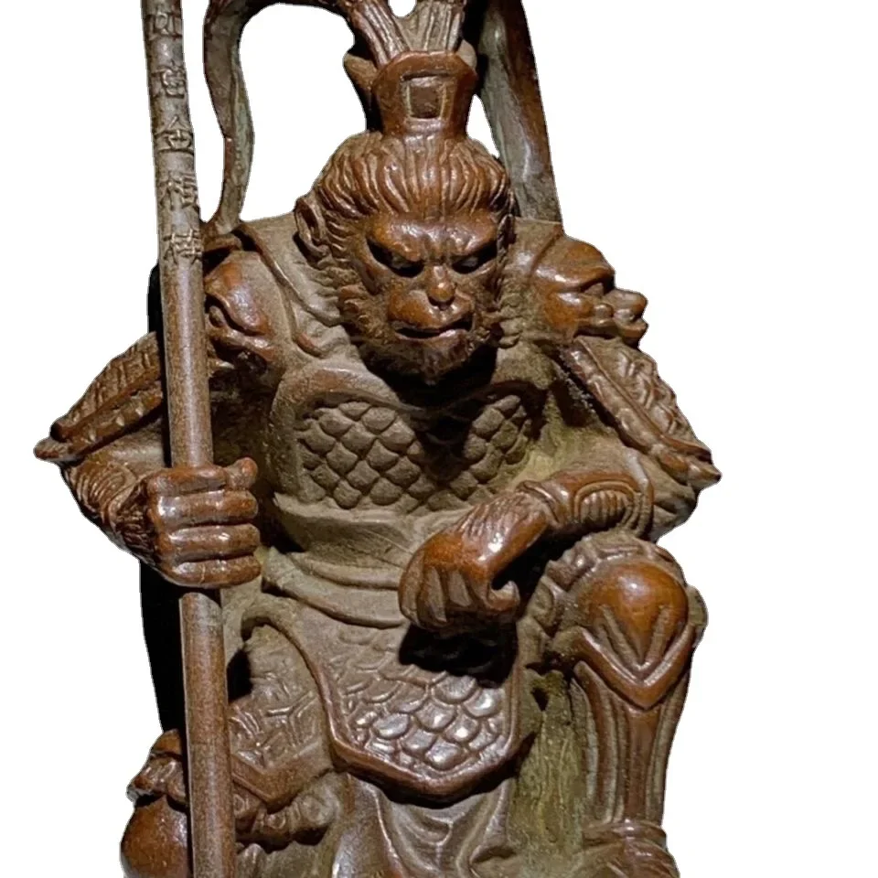 Редкий Китай Миф Медь Солнце Укун Будда Король Обезьян Удержание Палочки Боевой