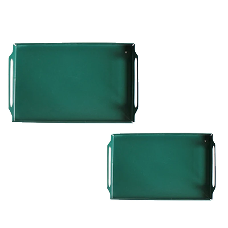 

Nordic Morandi Tray Rectangular Dark Green Home Iron Art Pendulum Props Teacup Tray Storage Tray