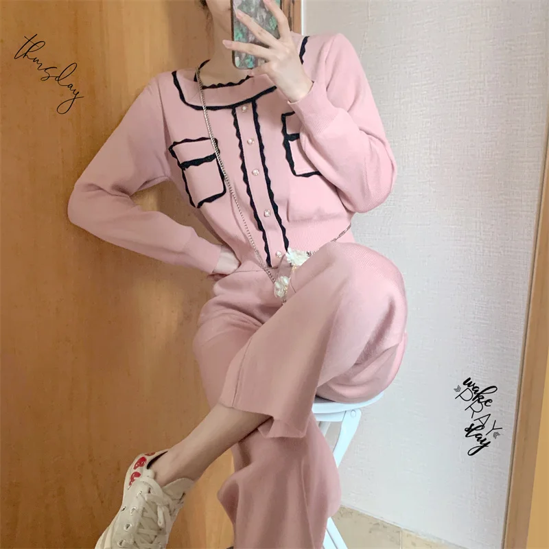 

Новинка весны 2023, женский модный повседневный комплект с широкими брюками маленького размера