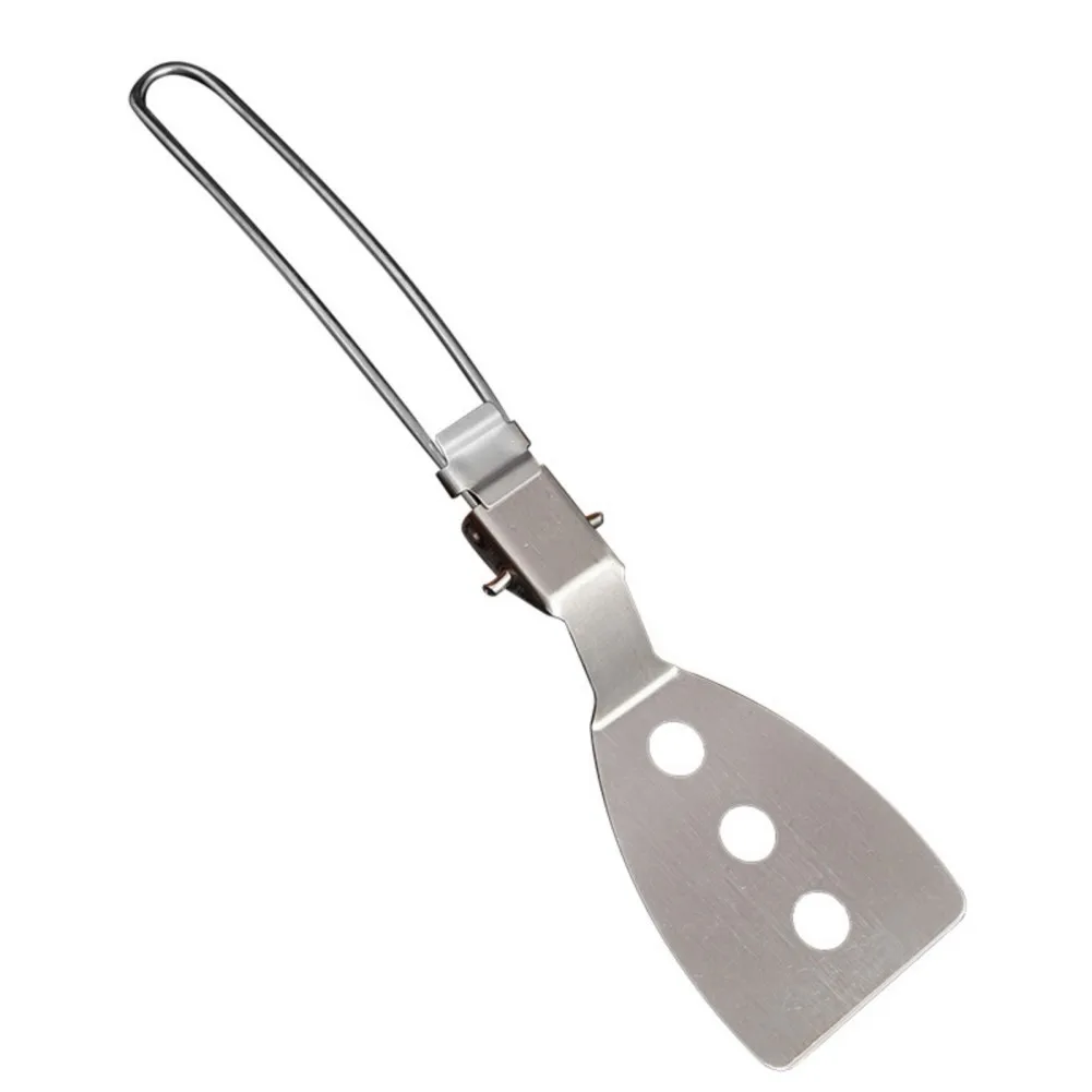

Stainless Steel Folding Spatula Outdoor Camping Picnic BBQ Spatula with Bags Portable Cookware Fry Saute Spatula