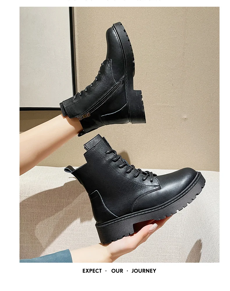 

Новинка 2022, зимние женские ботильоны, черные Модные Ботинки Martin на толстой подошве