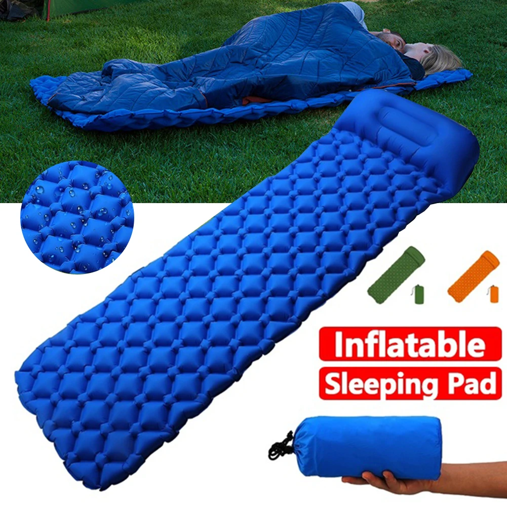 

Водонепроницаемый надувной матрас для сна на открытом воздухе, туристический мат с подушкой, Ультралегкая воздушная подушка для пешего тур...