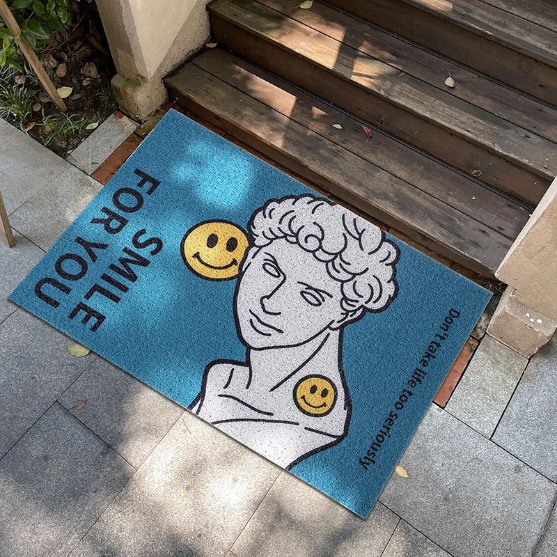 

New Creative Pattern Door Mat Carpet PVC Silk Loop Anti-slip Mat Small Home Door Mat Custom Size Dustproof Entrance Mat Carpet