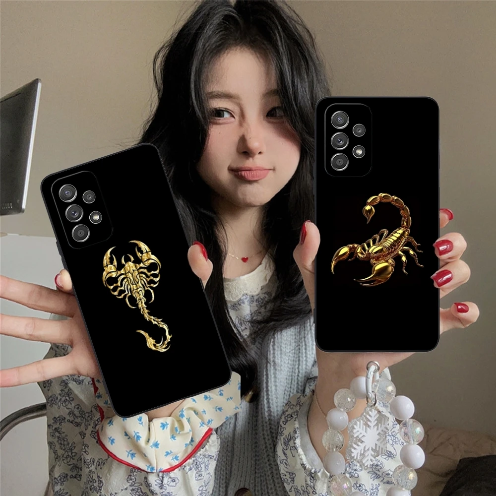 Colored Golden Scorpio Mobile Cell Phone Case for Samsung Galaxy A73 72 71 70 55 54 53 52 35 34 32 23 14 13 5G Black Cover Shell