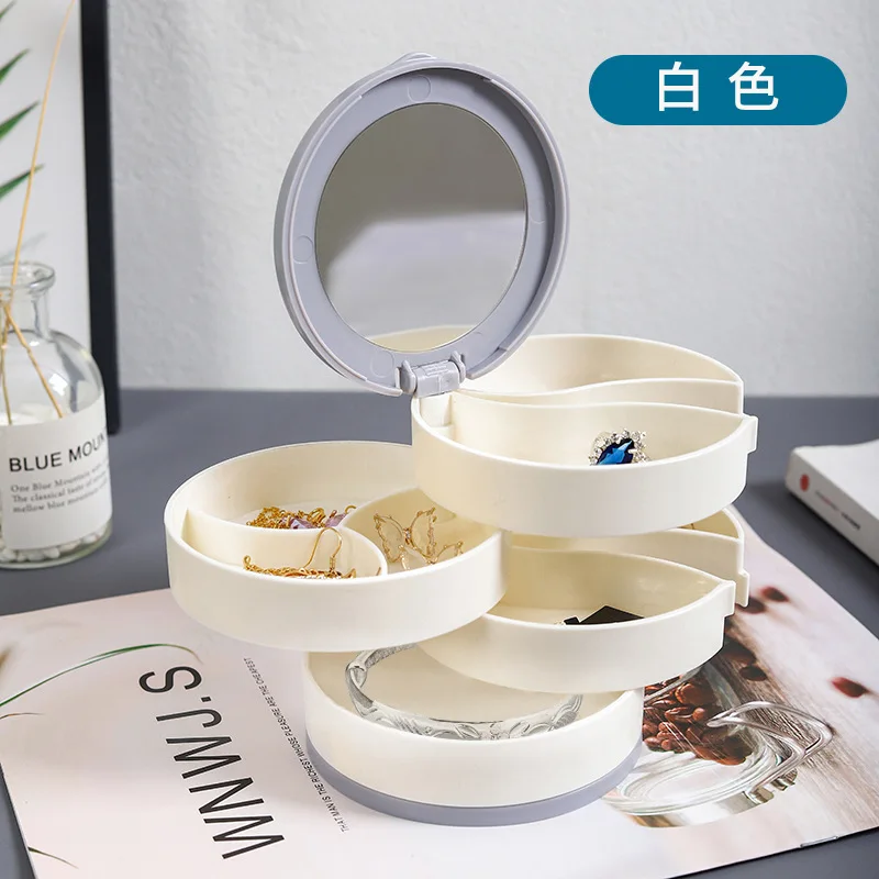 

Шкатулка для ювелирных изделий, многоуровневый бокс большой емкости с вращением, для ожерелий, серег, колец, аксессуаров, сетевой красный