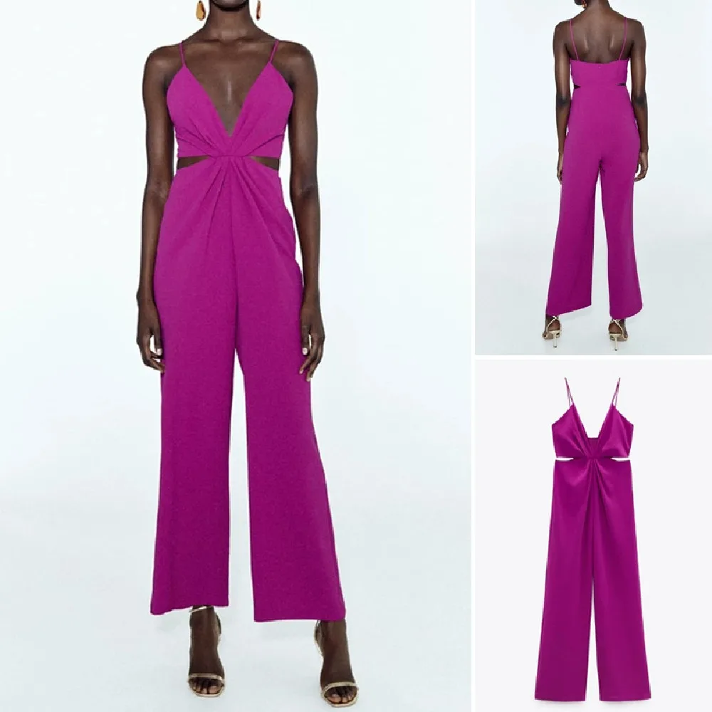 

Женский комбинезон с V-образным вырезом, открывающийся сбоку