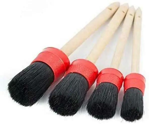 

4 x Soft Premium Hog Hair Detailing Brushes, Car Cleaning, Vents, Dash, Wheels