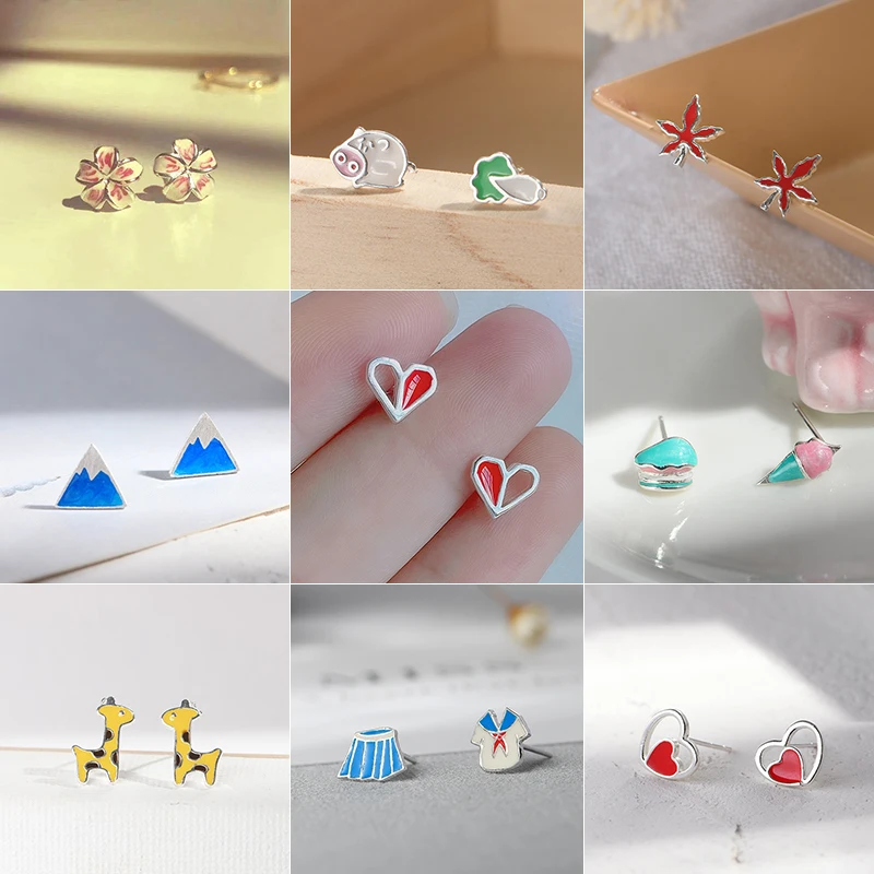 

1Pair Lovely Cute Geometry Enamel Stud Earring For Women Girl Colorful Statement Fashion Earrings Summer Jewelry Student Teen