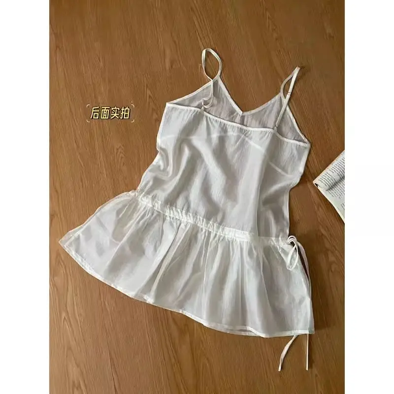 Ropa Mujer сетчатый жилет на шнуровке одежда топ без рукавов с v-образным вырезом