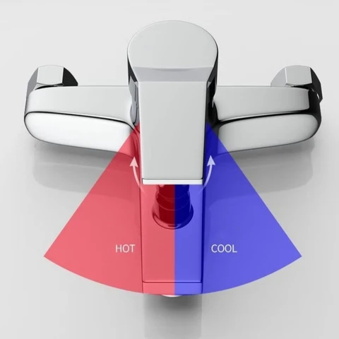 Смеситель для душа из нержавеющей стали для ванной комнаты, настенный смеситель для горячей и холодной воды с двойным изливом, одна ручка для ванны