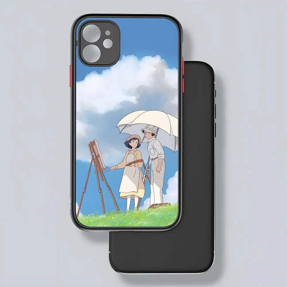 Чехол для телефона с подъемом ветра в стиле аниме матовый прозрачный 16 15 iPhone 12 11 13