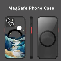 mountain at sunrise phone case for iphone 13 12 mini pro max matte transparent super magnetic magsafe cover