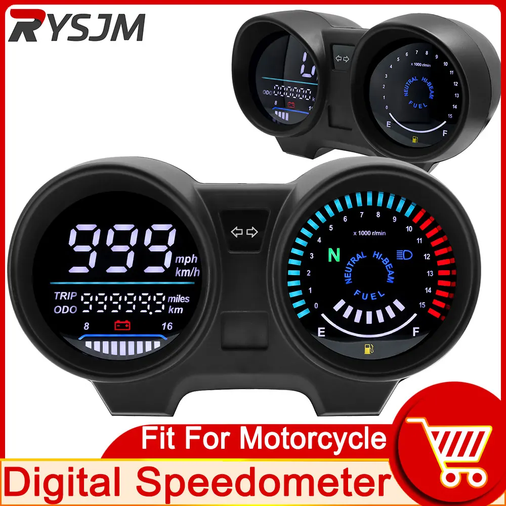 

Universal 12V Motorcycle Speedometer Instrument Refitting Speed Meter Odometer TRIP ODO RPM Fuel Level Meter Voltmeter LCD Gauge