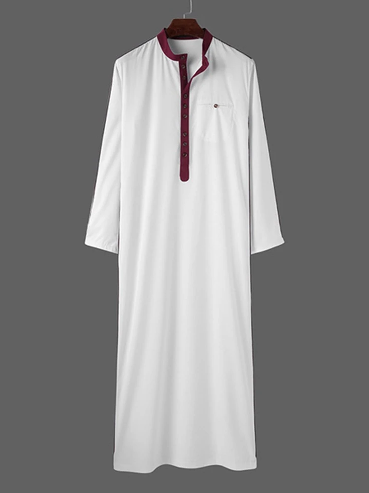 Ramadan Eid Men's Summer Button Robe White Four Seasons Robe Clothing Thobe for Men Dubai Kaftan Dress Arabic Kaftan Abaya Man