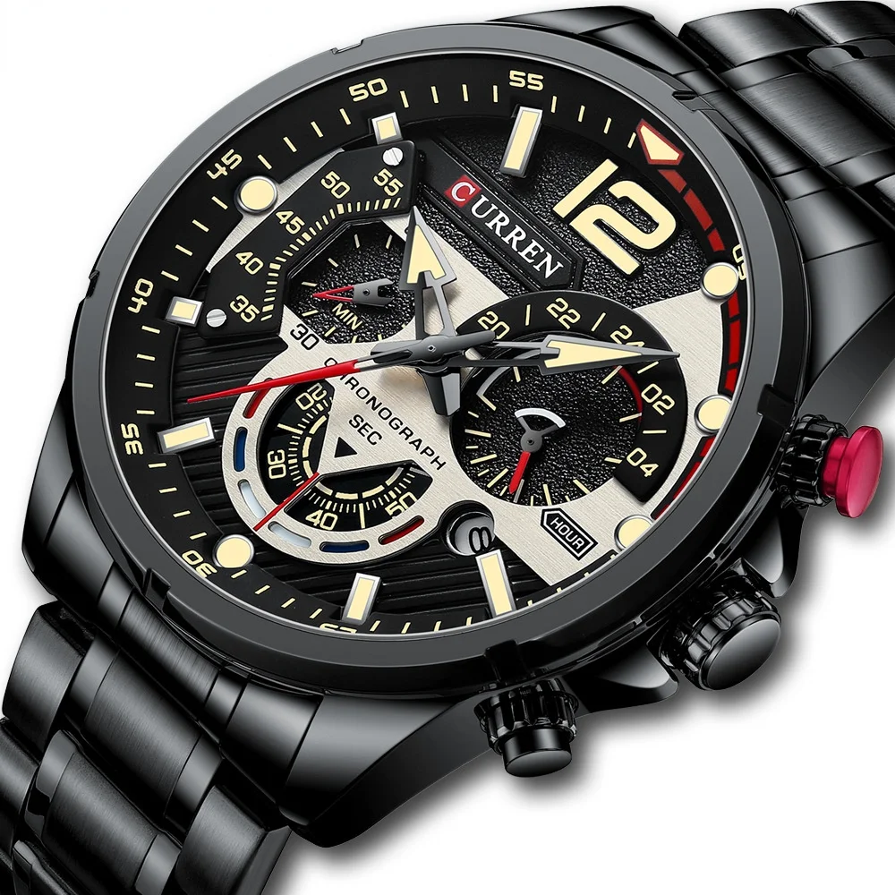 

2022 Luxury Casual Men's Watch Calendar Six-pin Steel Band Quartz Watch Sport Reloj Hombre Bracelet Clasp
