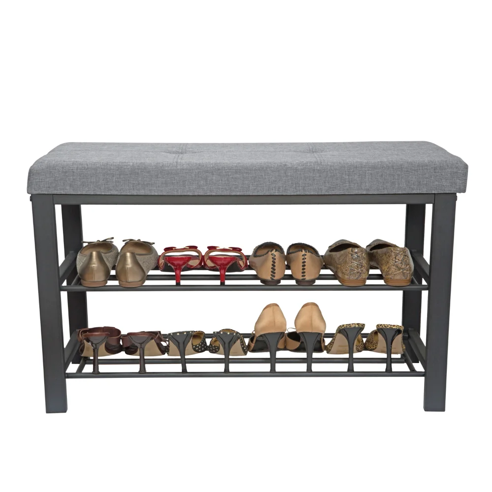 

Simplify Entryway Bench with 2 Tier Shoe Storage in Grey