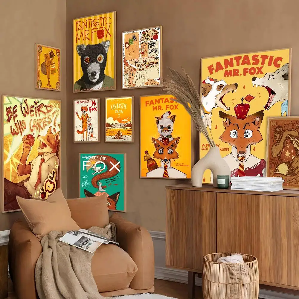 Фото Классические винтажные постеры с персонажами из мультфильмов F-Fantastic M-Mr. F-Fox, декор для комнаты, домашнего бара, кафе, скандинавский домашний декор №3