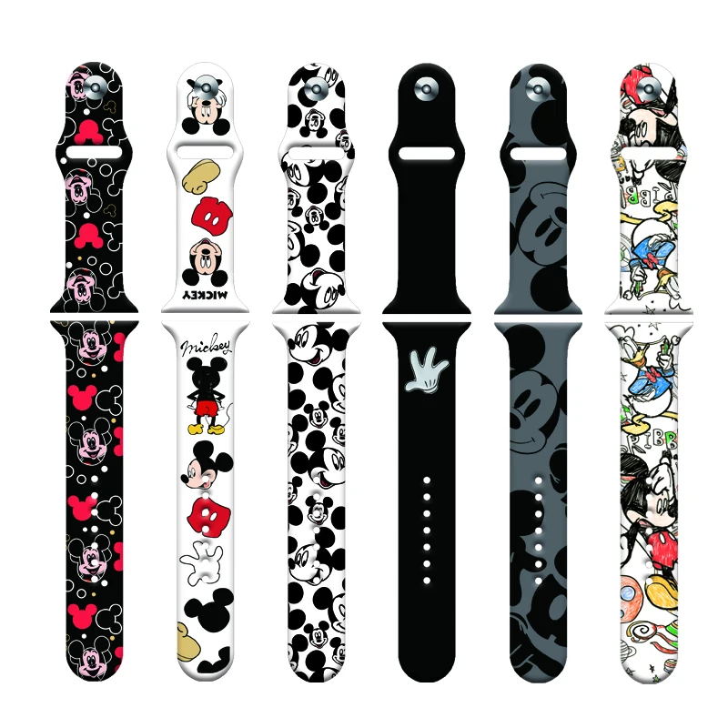 Disney Mickey Minnie Silicone Strap For Apple watch band 44mm 45mm 42mm 40mm 38mm 41mm bracelet iWatch apple watch 6 5 3 SE 7