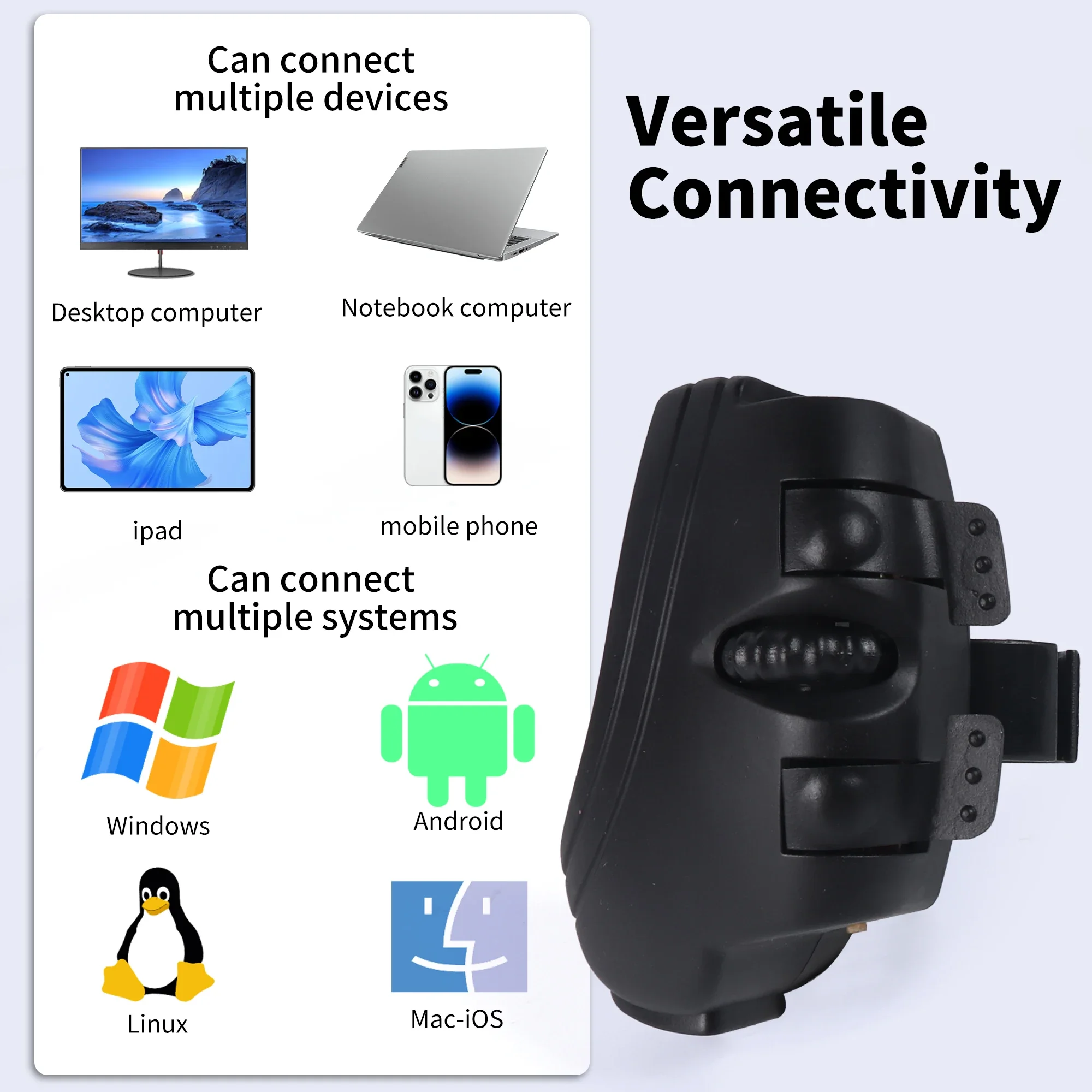 Фото Носимая Bluetooth-мышь на палец, перезаряжаемая, эргономичная, оптическая, 1600DPI, для ноутбуков, ПК и планшетов №5