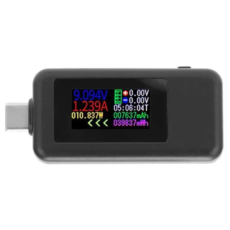 

DC4‑30V USB Type-C Power Voltage Tester Meter 2 in 1 USB Voltmeter Digital Ammeter Voltage Current Meter Color Screen