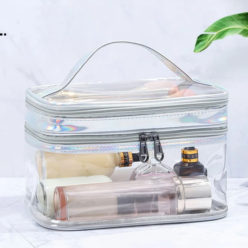 

New Ladies Large Capacity Transparent Waterproof Cosmetic Bag Wash Toilet Bag Organizer Pvc Travel Makeup Storage Bag Female