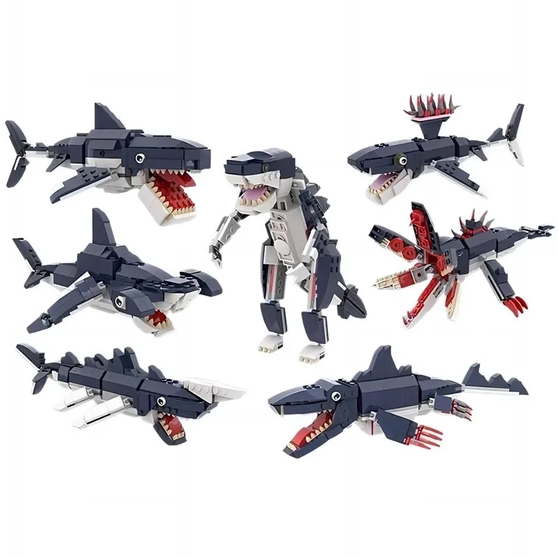 Морской организм акула строительный блок MOC Seaworld Abyssal монстр подводный мир