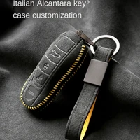 for porsche cayenne panamera macan 718 911 high end alcantara suede key chains key case male and female car accessories