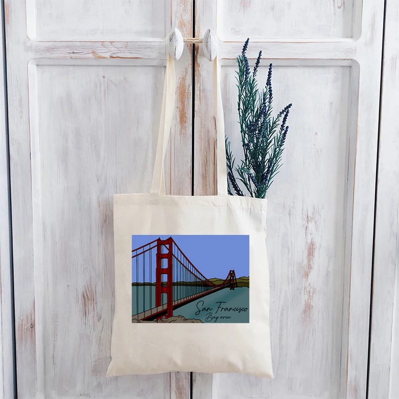 Женская Винтажная Футболка с принтом Сан-Франциско Мост |