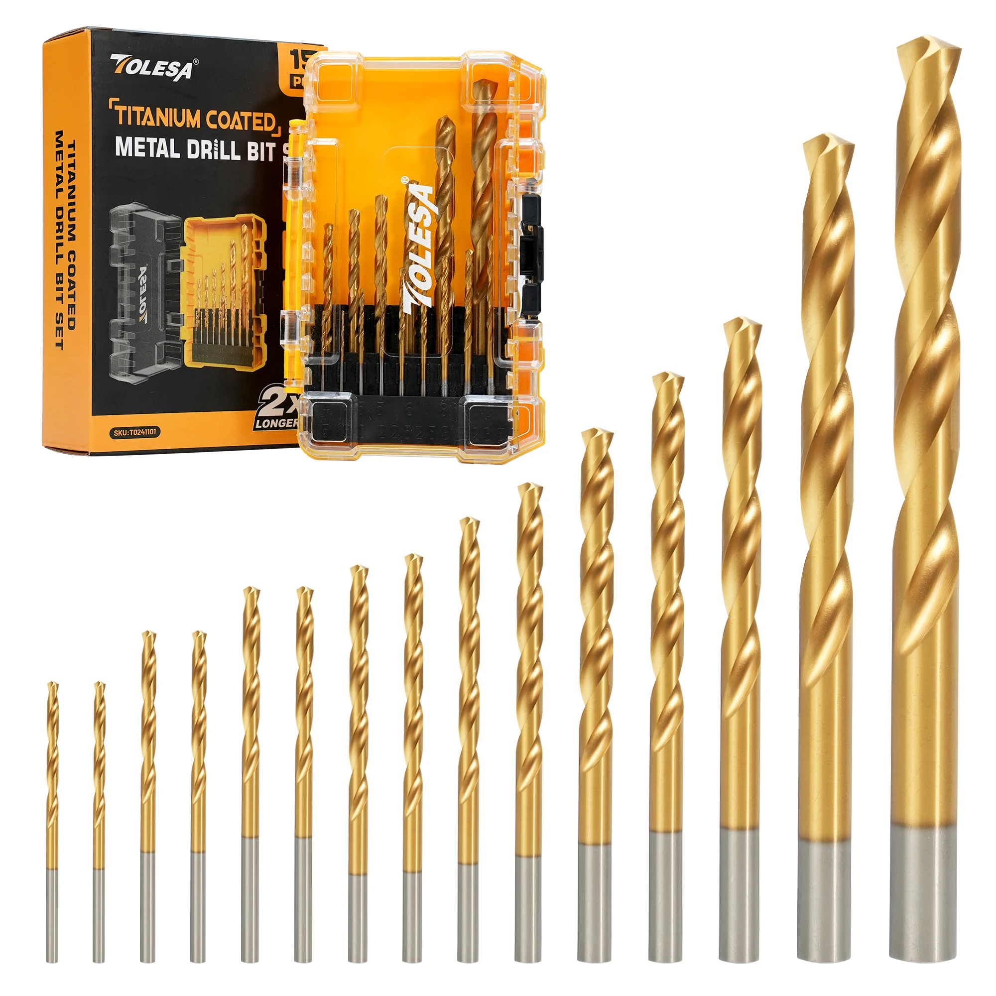 

TOLESA Сверла спиральные титановые 15 шт