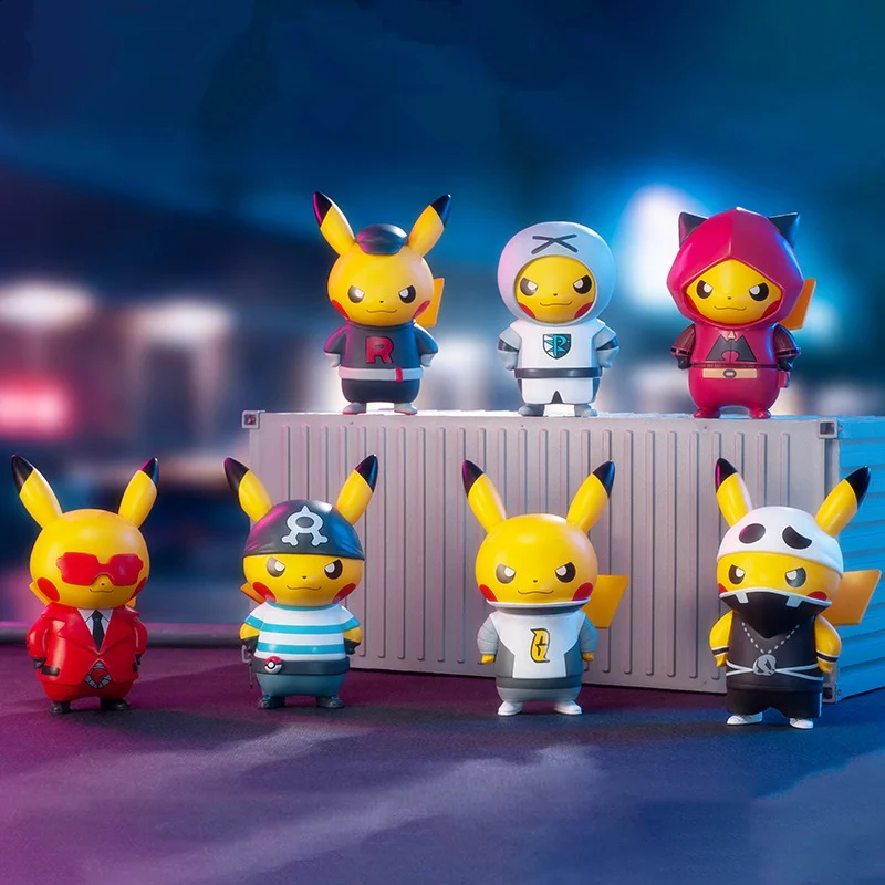 

7 Style Pokemon Anime Figure Pocket Monsters Kawaii Model Cute Genuine Villain Rocket Team Pikachu Children Toys New Year Gift