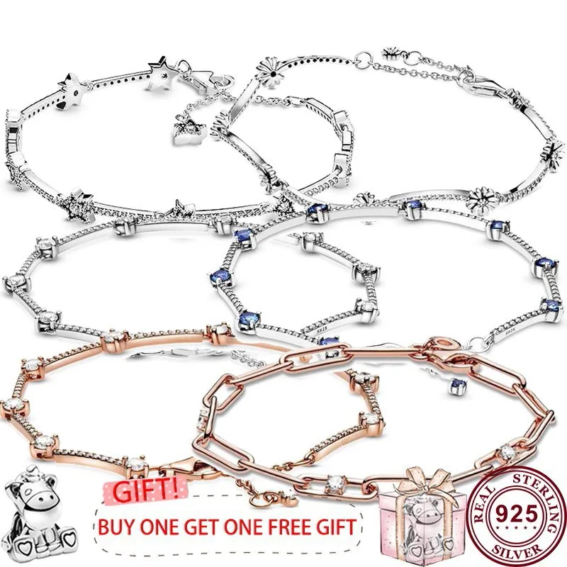 

New Hot 925 Silver Chrysanthemum Star Shining Simple Women's Bracelet, Women's Original High-quality Charm Fashion Jewelry