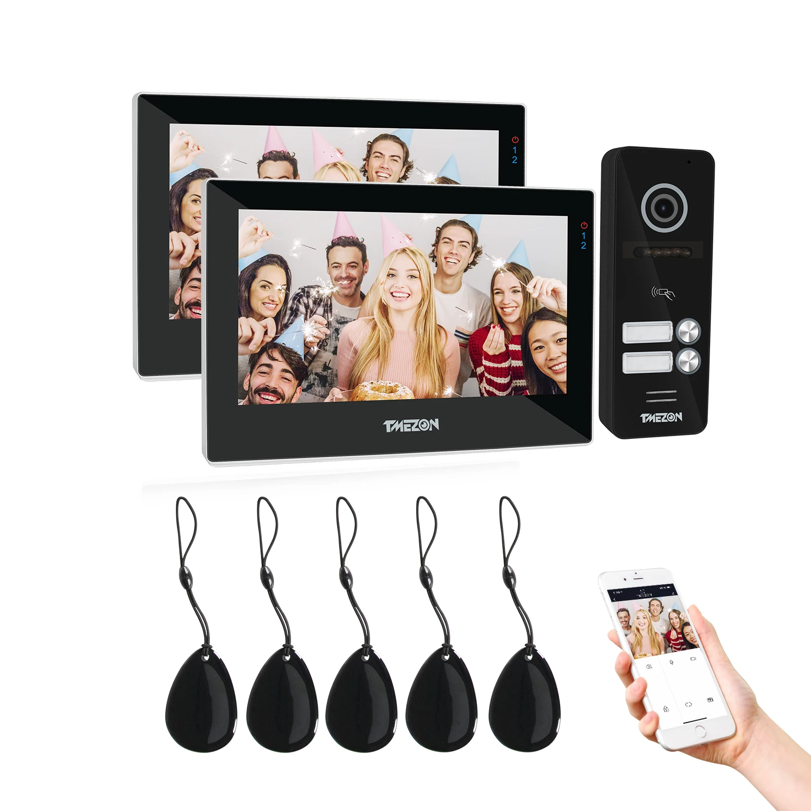 TUYA TMEZON WiFi Video Doorphone Doorbell Intercom 7 Inch 1080P Touchscreen Monitor WithWired Camera(2M1C) APP/Swipe Card Unlock