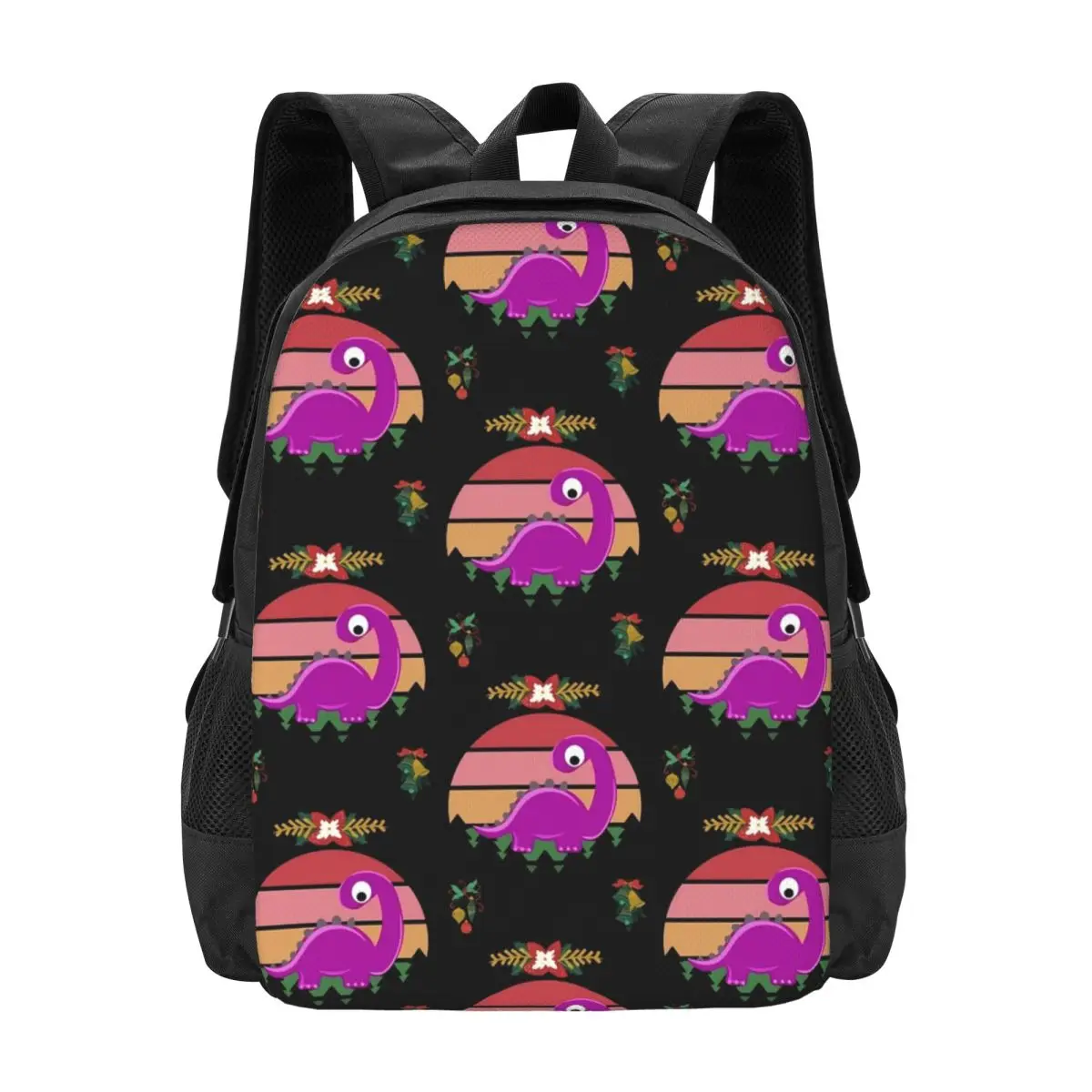 

Cute Dinosaur Christmas Backpack Animal Print Cycling Backpacks Women Men Streetwear School Bags Custom Durable Rucksack
