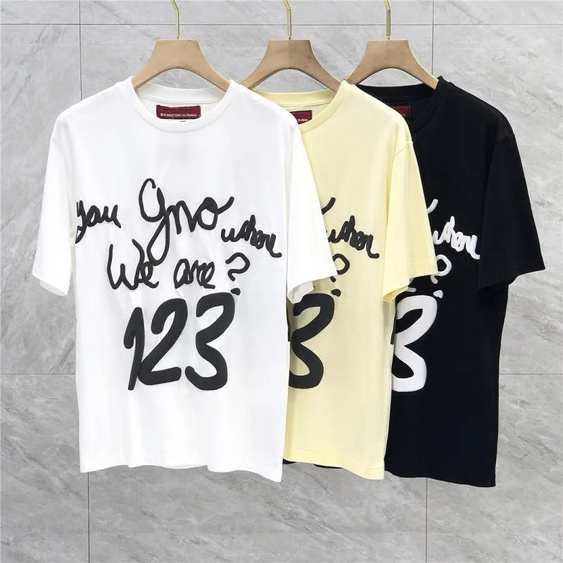 

22SS Embossed Alphabet Orochi Print 100% Cotton EU Size RRR123 T Shirt Men Women Vintage Clothes Summer Kanye West Military
