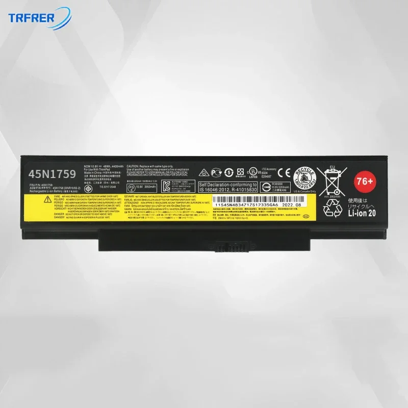 76 новый аккумулятор для ноутбука Lenovo ThinkPad E55 E550 e550c e560 e65c 45n1759 45n1758 45n1760 45n1761 45n1762 48wh