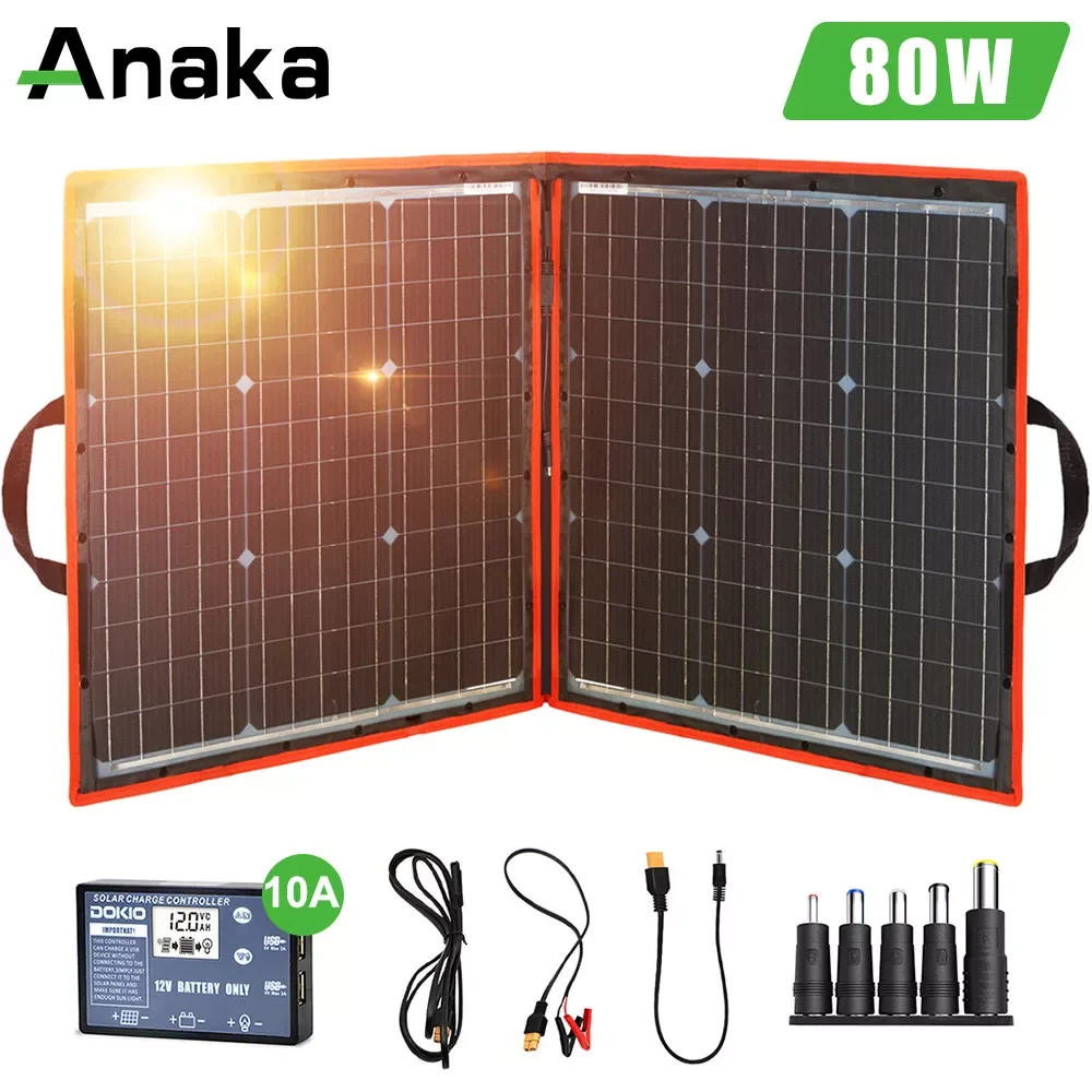 

2023NEW 80w 18V Flexible Solar Panel Outdoor Foldble Solar Panels Sets For Home Hiking/Boats/RV/ Solar Cell 18V Solar Charge pan